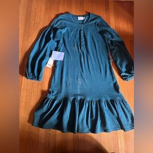 Nation LTD Talli Flounce Mini Dress in Deep Teal, Size M, NWT